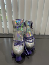 JAJAHOHO Women's High Top Roller Skates Silver Holographic - Size 2