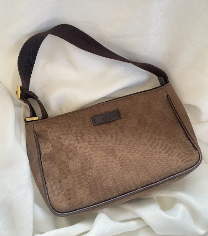 Gucci Monogram Brown Canvas Adjustable Strap Shoulder Bag