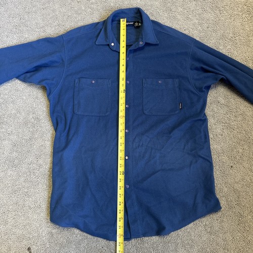 Camicia vintage Patagonia pile snap uomo grande L blu ardesia made in USA strato retrò - Foto 11 di 15