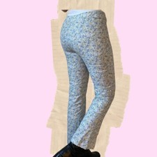 Blue floral straight leg dress pants