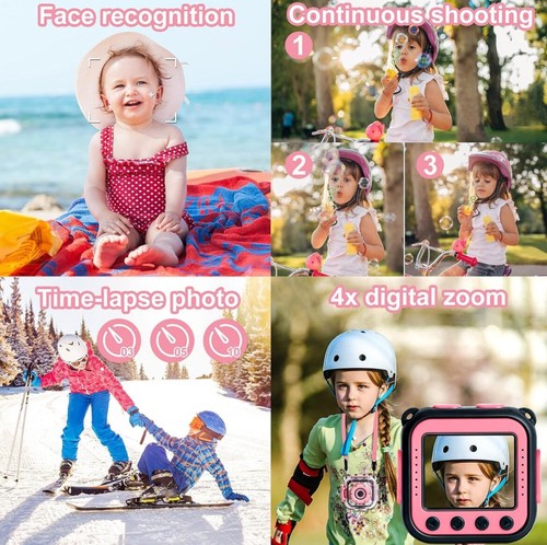 Kids Action Camera Underwater Pink w/Waterproof Hard Case & Mounting Accessories - Picture 19 of 22
