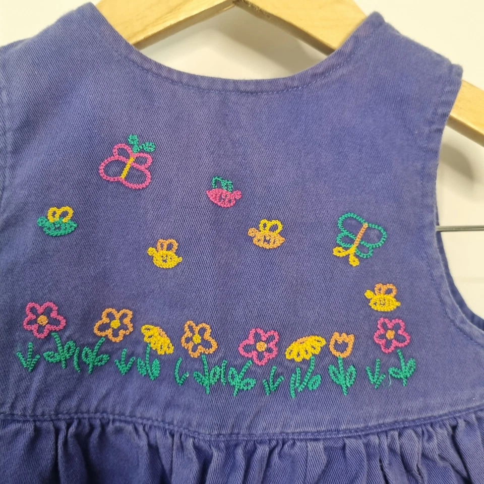 Vestido De Colección Gymboree Etiqueta Arco Iris Púrpura Floral Abeja Mariposa Bordado 12 18 m Foto 2 de 4