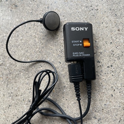 Vintage SONY Ear Mic MICROPHONE CLIP Plug in Power 1-542-108 Black Made in Japan - Picture 1 of 5