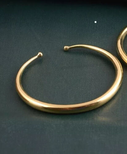 Men's 7mm Filled Stackable Open Cuff 14k Yellow Gold Over Bangle Bracelet-8" - Picture 3 of 3