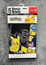 Pok mon 5 Pack Boys Boxer Briefs Size 4 - 100 Cotton - NIB