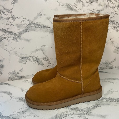 UGG Women 6 Koola Tall Boot Suede Shearling Lined Tan Brown Pull On Warm Soft - Picture 3 of 7