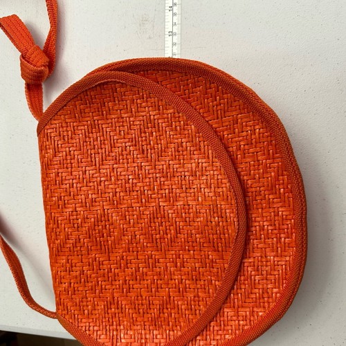 Vintage Vanessa Korb Handtasche orange rund Festival Cottagecore gewebt - Bild 9 von 11
