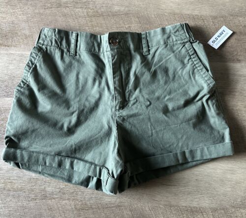 NWT Old Navy High Rise OG Chino Green Cuffed Shorts Size Medium - Picture 3 of 11