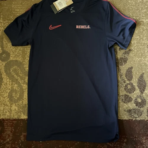 Men's Navy Blue Nike Short Sleeve Dri Fit Size S Ole Miss Rebels, Coaches Top
