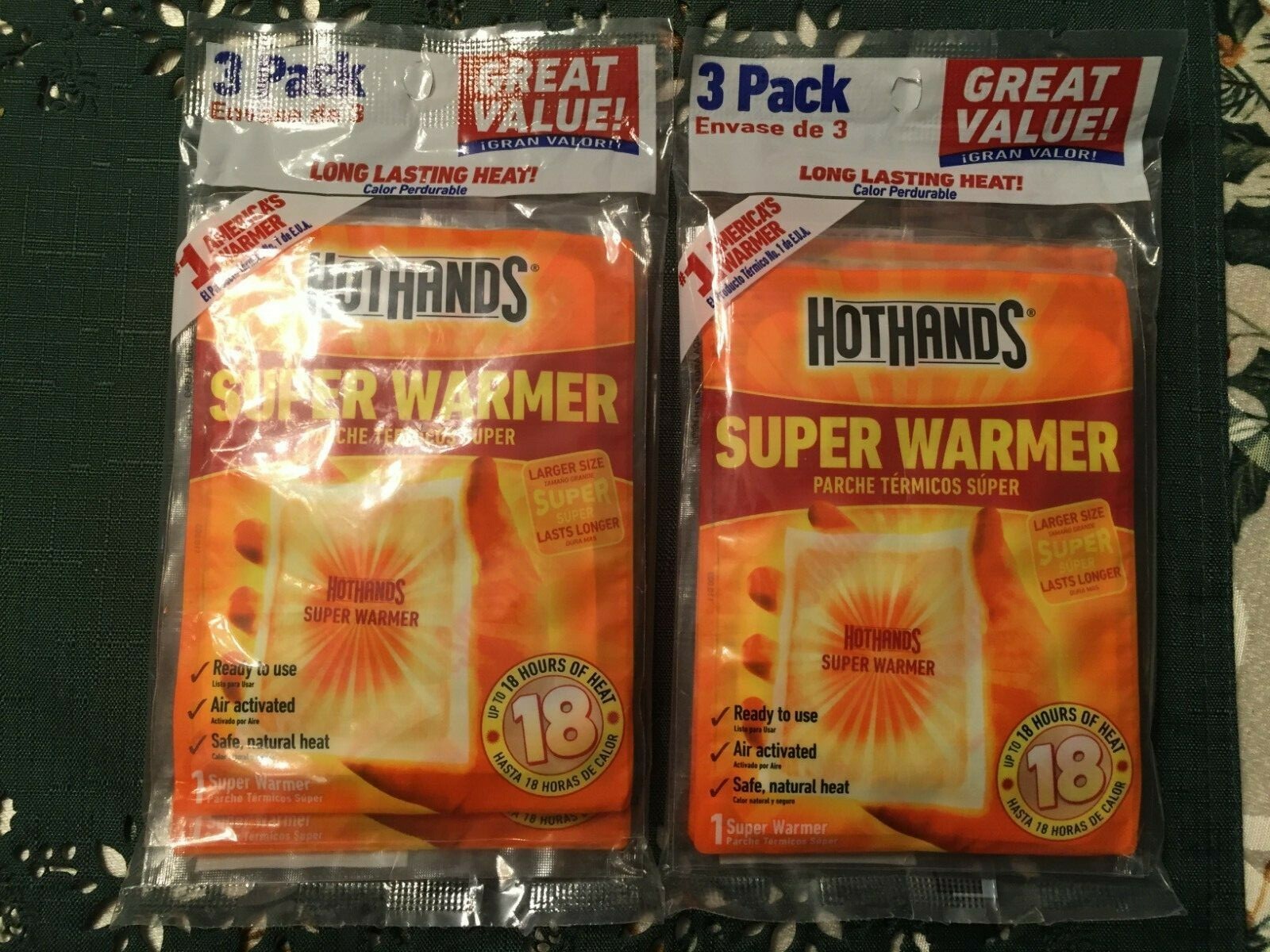 2 X 3 pack HotHands SUPER Hand Warmers Up to 18 Hours of Heat expire 8/