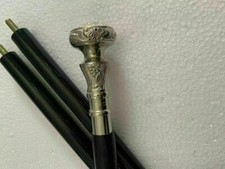 Vintage Marine Brass Handle Black Walking Stick Cane style Shaft Nautical gift