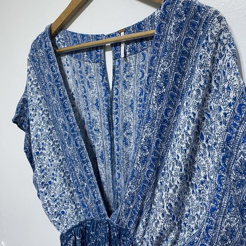Free People Mameluco Mujer S Azul Boho Arizona Pantalones Cortos Profundo Cuello en V Ligero - Imagen 5 de 12