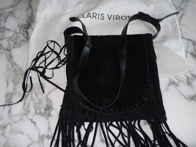 Sac à main Claris Virot, daim noir, TBE