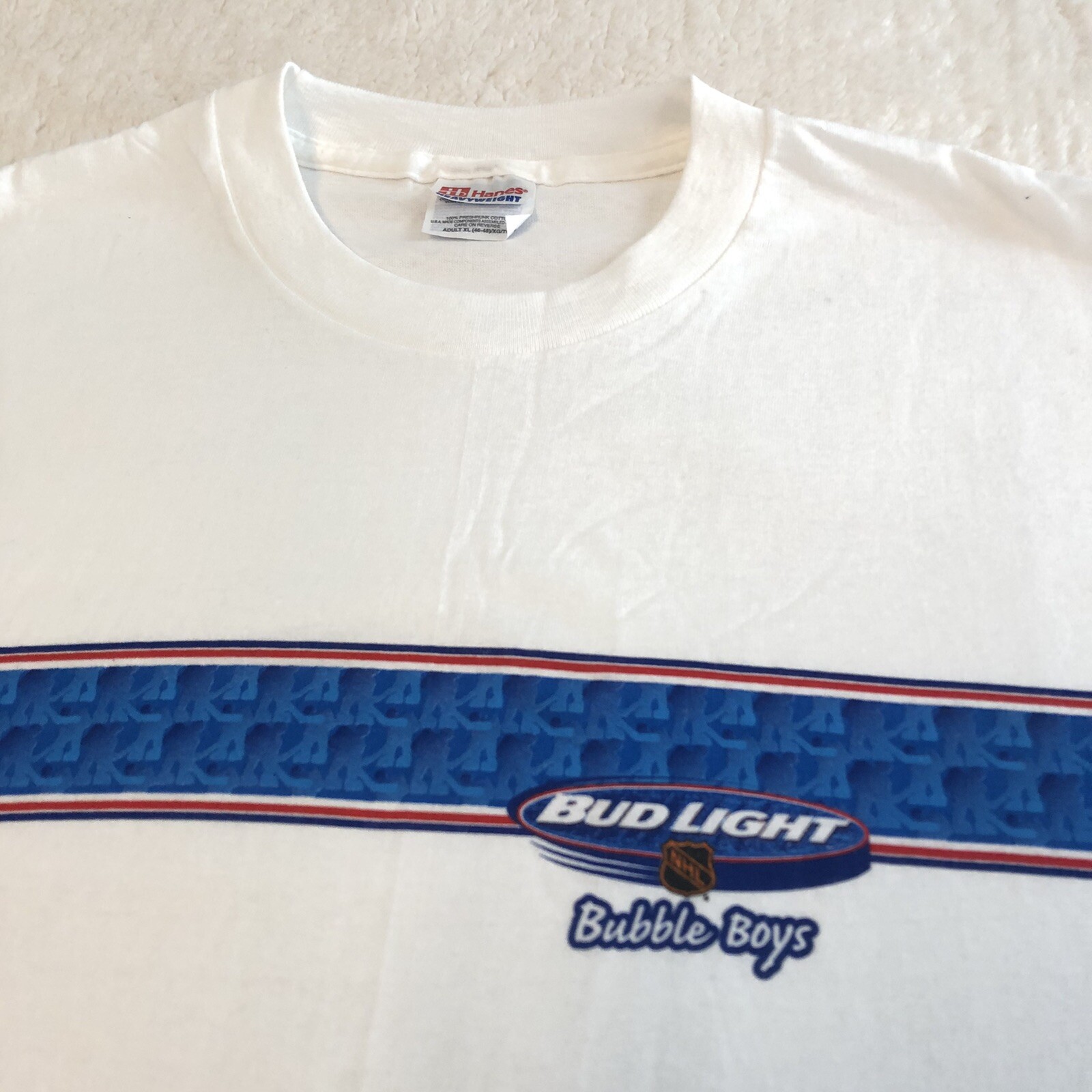 Vintage 90s NHL Bud Light Bubble Boys Hockey Beer Whi… Gem