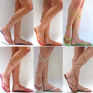 white flat tie up sandals