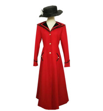 Mary Poppins Red Fancy Dress Cosplay Costume With Hat 