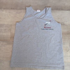 Vintage Mens Sea Dog L T Tee Tank Shirt Bad To The Bones Cabu San Lucus Gray