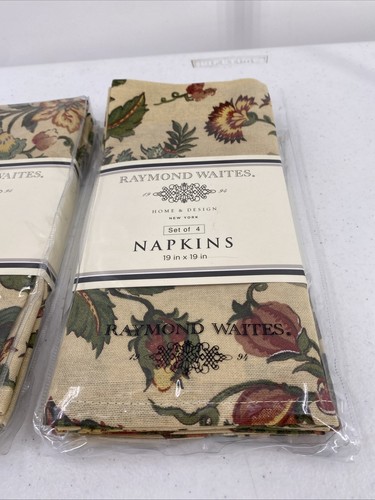 Raymond Waites Evangeline Cloth Napkins Floral 2 Sets 8 Napkins 19x19” - Picture 4 of 9