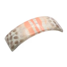 Parcelona French Elite Peach Cream Hand Painted Large Hair Barrette for Women