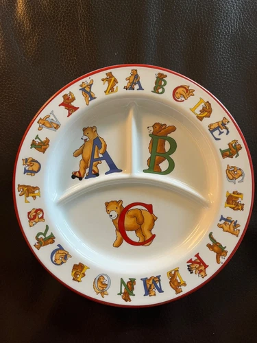 Vintage 1994 Tiffany & Co Alphabet Bears Child's Divided Plate 