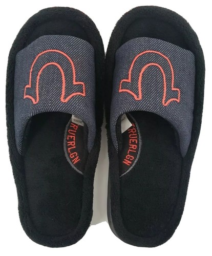 TRUE RELIGION Authentic MENS Slides DENIM BLUE SLIPPER W/RED LOGO New Sm-XL  | eBay