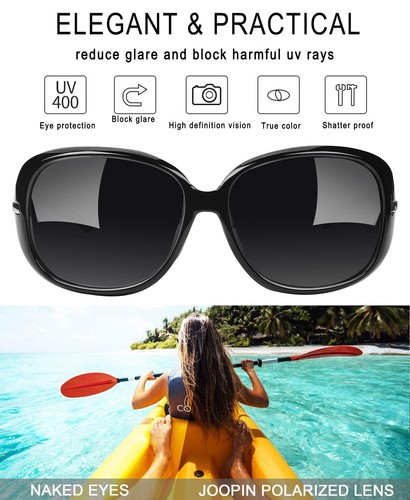 Joopin Big Sonnenbrille für Frauen Trendy Rechteckig Schwarz Schirme Damen Große Su... - Bild 3 von 5
