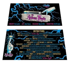 Bally The Addams Family Pinball Custom Apron Instruction Cards