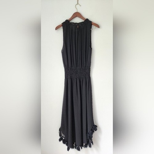 MISA Los Angeles Athena Kleid S schwarz Chiffon Midi Revolve - Bild 5 von 8