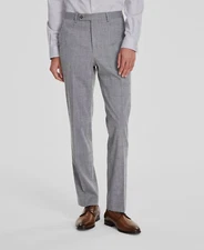 DKNY Men's Gray Modern-Fit Plaid Suit Separate Pants Size 34W 34L