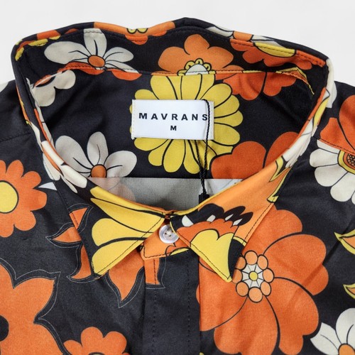 Mavrans Flower Power Weekend Shirt Men's Medium Orange/Brown/Yellow UPF 50 - Picture 2 of 14