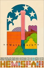 San Antonio Texas 1968 Hemisfair Vintage Poster Print Retro Style Travel Art