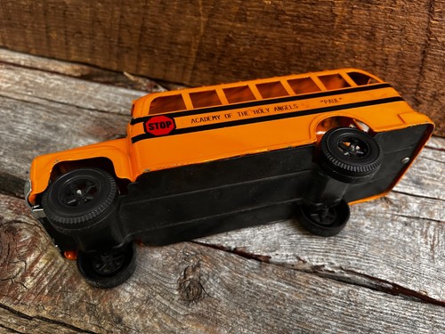Vintage Pressed Steel School Bus Academy of the Holy Angels "Paul" Toy Car Auto - Picture 9 of 16