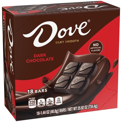 Dove Candy Dark Chocolate Bars Full Size 144 oz Pack of 18 Box - 第 1/1 張圖片