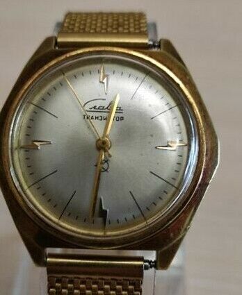 Slava Transistor UdSSR seltene sowjetische elektromechanische Armbanduhr Anfang 1960 - Bild 1 von 11