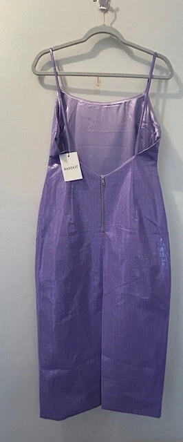 Vestido midi Free People Bardot Helena púrpura con correa de cocodrilo forrado de cuero vegano nuevo con etiquetas M Foto 4 de 4