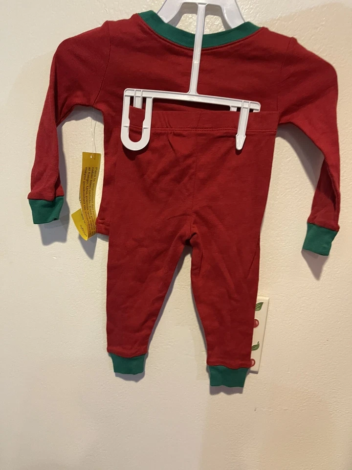 Pijama de algodón rojo Joe Boxer nuevo con etiquetas para niños 2 piezas con perros FELICES HOWLIDAYS ~ 12 meses Foto 2 de 2
