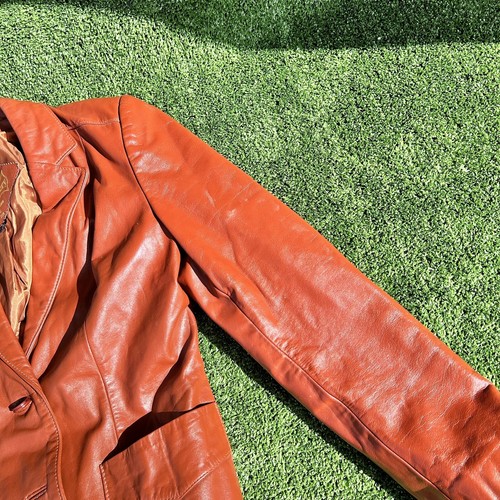 Vintage Burnt Orange Montgomery Ward The Tannery Leather Jacket - Picture 7 of 8