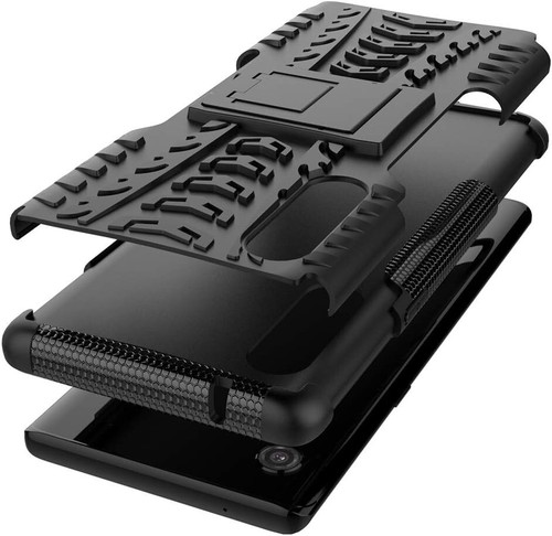LG Velvet Case 6.8 Inch Shockproof Kickstand Dual Layer Protective Black Cover - Picture 3 of 7