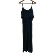 Karen Kane Dress Womens Medium Black Draped Yoke Maxi Spaghetti Strap Blouson