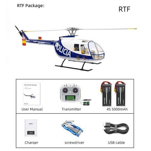 Flywing BO105 Helicopter H1 M10N GPS 4 Blade Simulation Police aviation Airplane - Bild 27 von 27