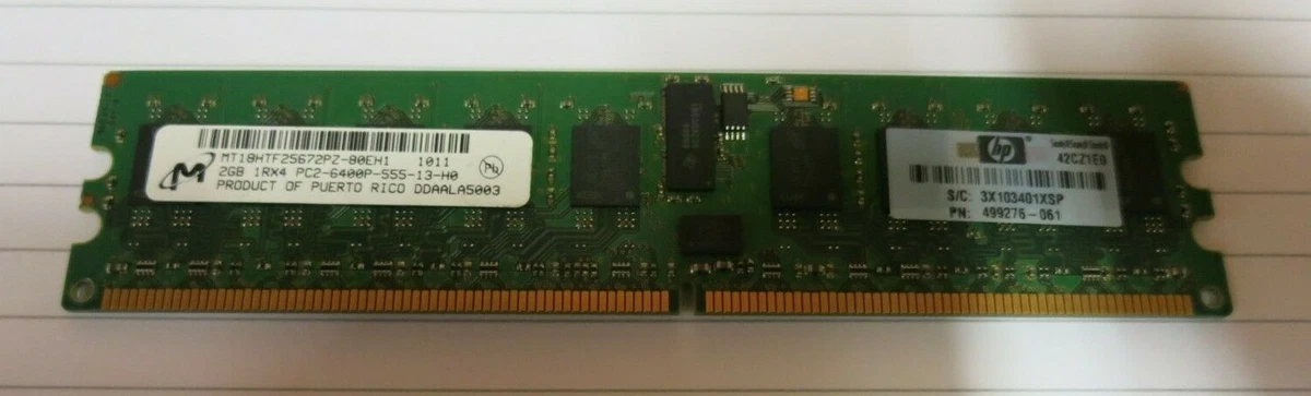 Micron MT18HTF25672PZ-80EH1 499276-061 2GB 1Rx4 PC2-6400 DDR2 ECC 
