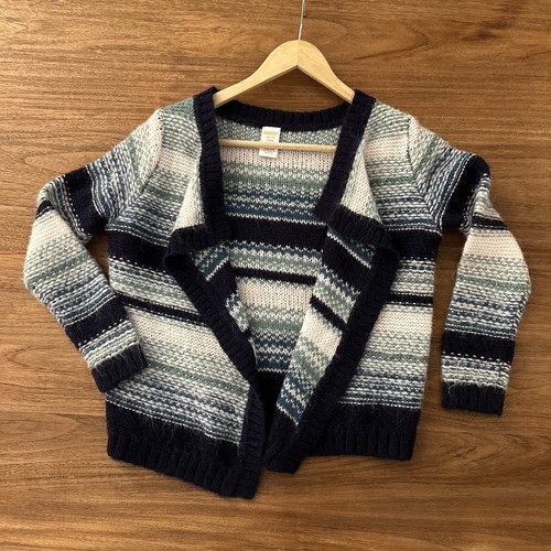 Gymboree Girl's BLANKET Cardigan Stripe Lake Blue Stripe Size M 7-8 Acrylic - Picture 3 of 17