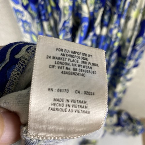Anthropologie Vanessa Virginia Dress Womens XS Capuchina Blue Floral Maxi Ties - Picture 9 of 9