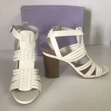 New Madden Girl Sandal Shoes Reine Womens Size 10 White Boho Block Heel Huarache