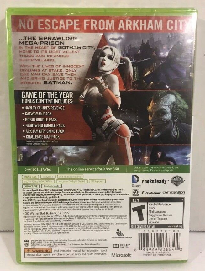 Batman: Arkham City,Game of the Year Edition (Microsoft Xbox 360, 2012) Complete
