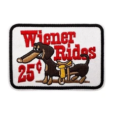 Weiner Rides Embroidered Iron On Patch Funny Prank Patch