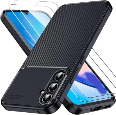 PIXFAB For Samsung Galaxy A55 5G Case, Carbon Fibre Gel Silicone Shockproof Phone Cover
