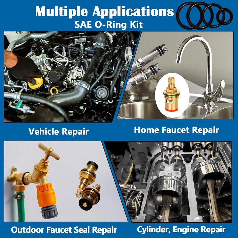 Kit surtido de anillos tóricos SAE universales de 407 piezas, tamaños de 32 pulgadas de nitrilo estándar. Foto 4 de 4