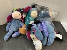 Vintage Lot of 4 Disney Character Eeyore Mini Bean Bag Plush Toys w/ Tags