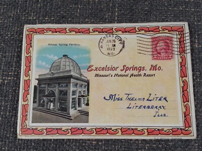 Antique 1923 Excelsior Springs Missouri National Health Resort Folding Postcard